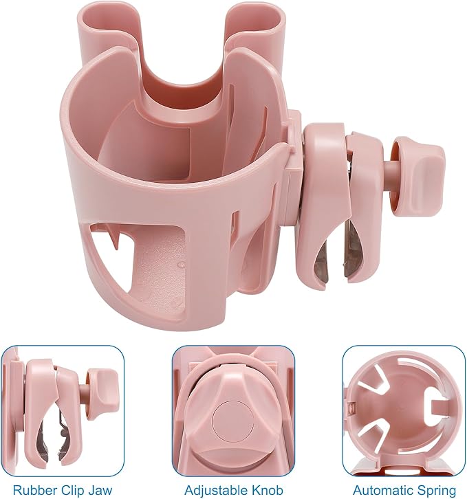 Accmor Universal Cup Holder, Stroller Cup Holder with Phone Holder, 360° Rotatable Large Caliber Designed Bottle Holder for Stroller, Bike, Wheelchair, Walker, Scooter-BubblyBeeBaby