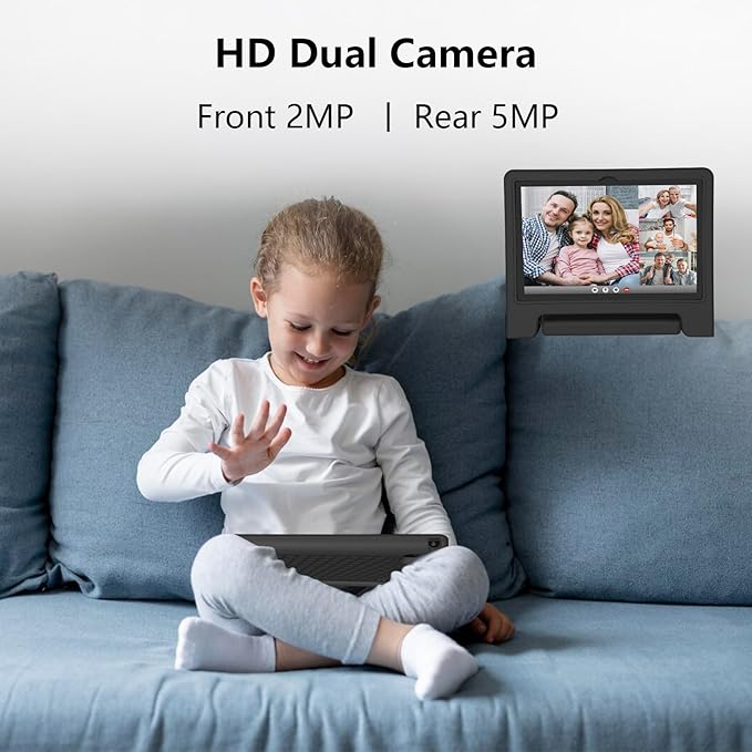 JREN Tablet for Kids｜10 Inch Kids Tablet Android 14｜Octa-core｜64GB｜WiFi ｜Bluetooth｜Parental Control｜Children Content｜Children Toddler Black-BubblyBeeBaby