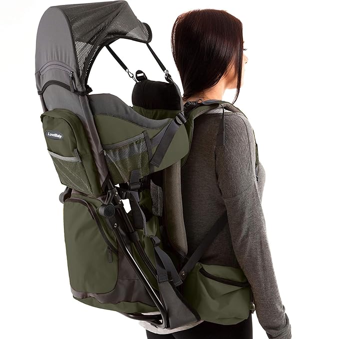 Hiking Baby Carrier Backpack - Comfortable Toddler/Baby Backpack Carrier System with Diaper Change Pad, Insulated Pocket + Rain and Sun Hood to Protect Your Child-BubblyBeeBaby