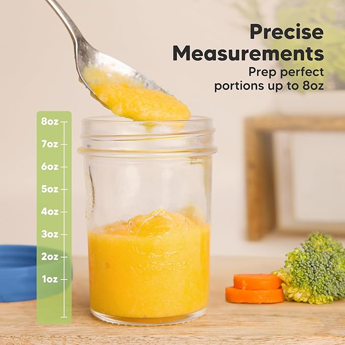 KeaBabies 4pk 8oz Glass Baby Food Containers with Lids - Leak-Proof, Microwavable Small Glass Jars, Baby Purees & Toddler Snack Storage Containers, BPA-Free, Dishwasher & Freezer Safe (Kea)-BubblyBeeBaby