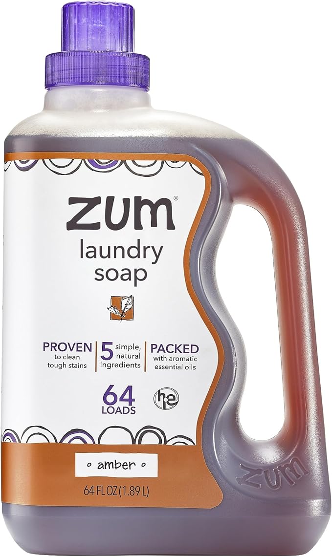 Indigo Wild Zum Clean Laundry Soap - Plant-Based Liquid Laundry Soap - Contains Baking Soda, Essential Oils & Saponified Coconut Oil - Amber - 64 fl oz-BubblyBeeBaby
