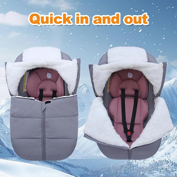 Fairy Baby Winter Car Seat Cover for Babies Carseat– Waterproof, Warm Car Seat Cover Baby – Universal Winter Cover for Back Seat, Infant Car Seat & Baby Carseat (Grey)-BubblyBeeBaby