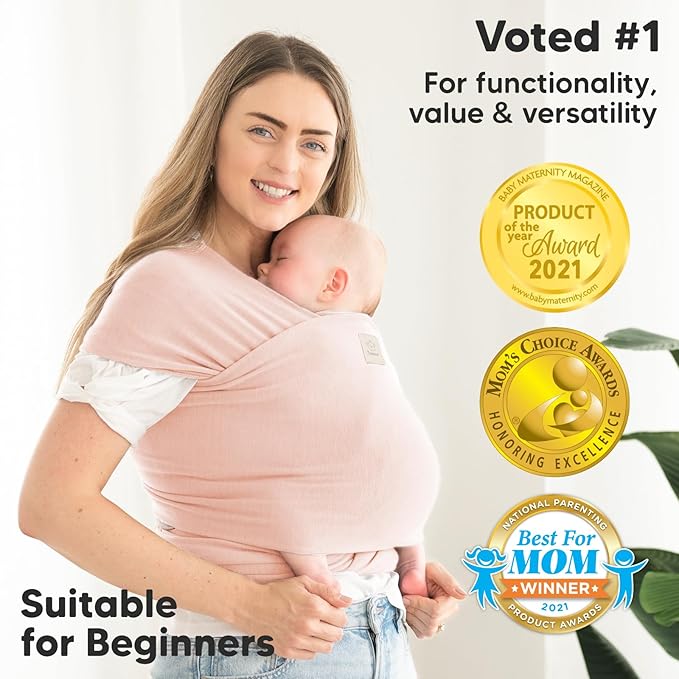 KeaBabies Baby Wrap Carrier - All in 1 Original Baby Carrier Newborn to Toddler Sling, Easy to Wear, Hands Free Bonding, Lightweight, Breathable Infant Wraps (Dusty Pink)-BubblyBeeBaby