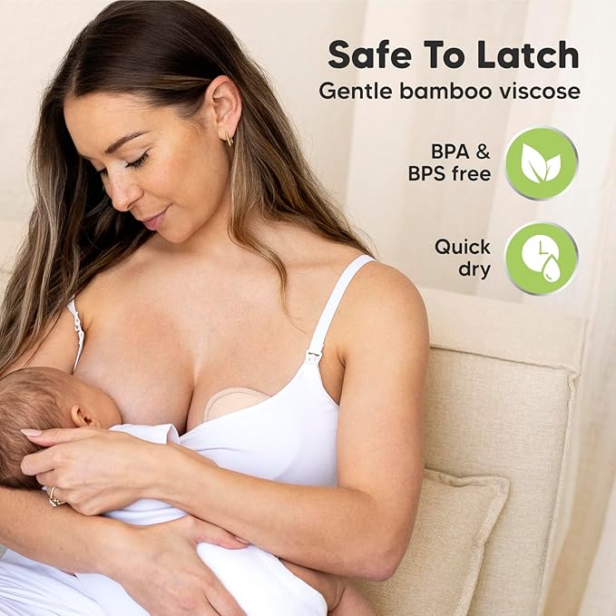 14-Pack Organic Nursing Pads - Washable Breast Pads for Breastfeeding, Nursing Bra Nipple Pads for Breastfeeding, Pumping Bra Reusable Breast Pad, Maternity Breastfeeding Bra Pad (Bare Beige, L 4.8")-BubblyBeeBaby