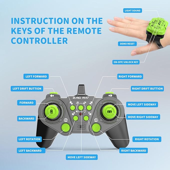 1:12 Hand Gesture Sensing Rc Stunt Car Large Drifting Rc Car with Watch Hand Controlled Twist Cars Offroad 360° Rotation with Lights Music, Birthday Xmas Gifts for Boys Adults Kids-BubblyBeeBaby