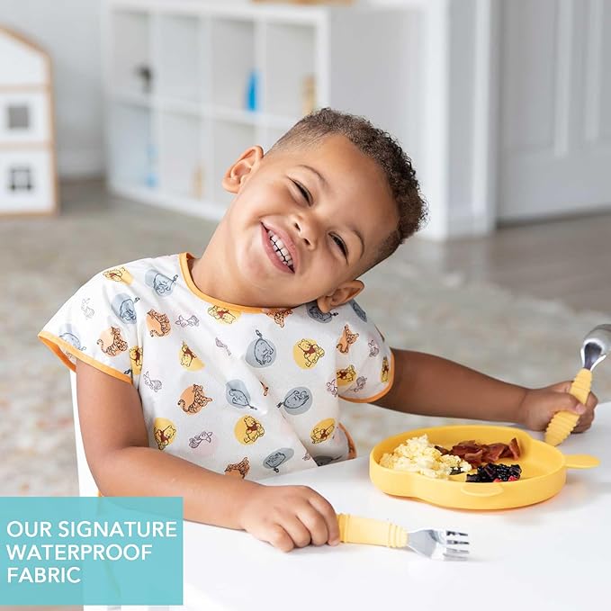 Bumkins Bibs - Toddler Bibs, Waterproof, Large for 1-3 Years, Short Sleeve-BubblyBeeBaby