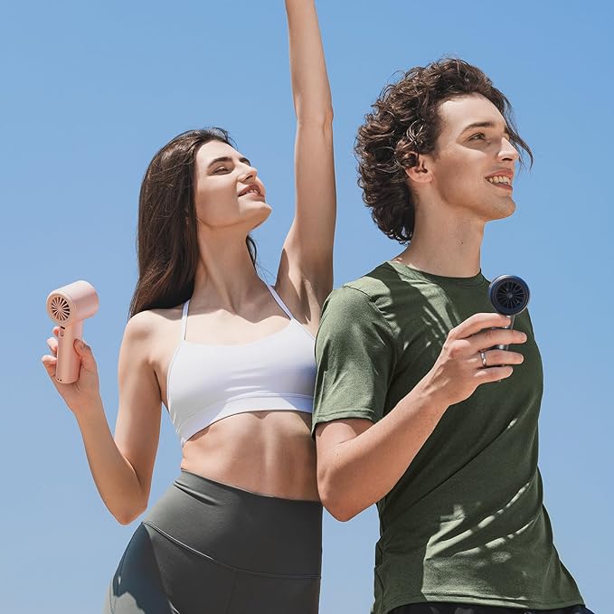 JISULIFE Portable Handheld Fan,Speed(1-100) Adjustable Turbo Mini and 3600mAh Battery Rechargeable Personal Fan,Digital Display,Gifts for Women Men Travel/Camping/Outdoor-Blue-BubblyBeeBaby