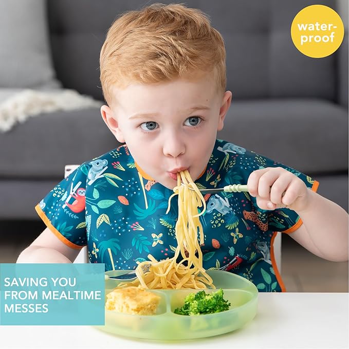 Bumkins Bibs - Toddler Bibs, Waterproof, Large for 1-3 Years, Short Sleeve-BubblyBeeBaby