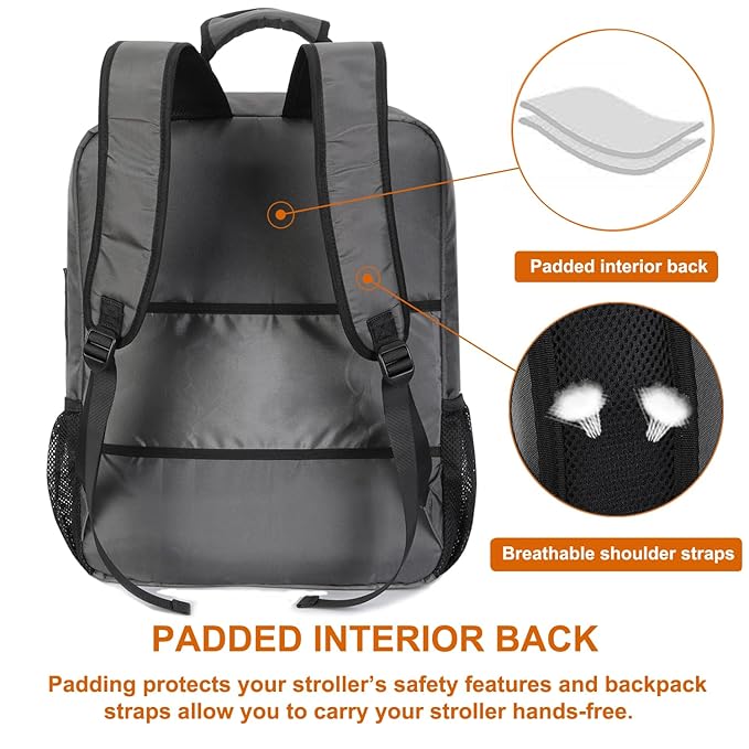 Mactso Stroller Travel Bag Compatible with GB Pockit Air Plus All Terrain and GB Pockit + All City, Lightweight Stroller Travel Backpack for Airplane (Grey, L)-BubblyBeeBaby