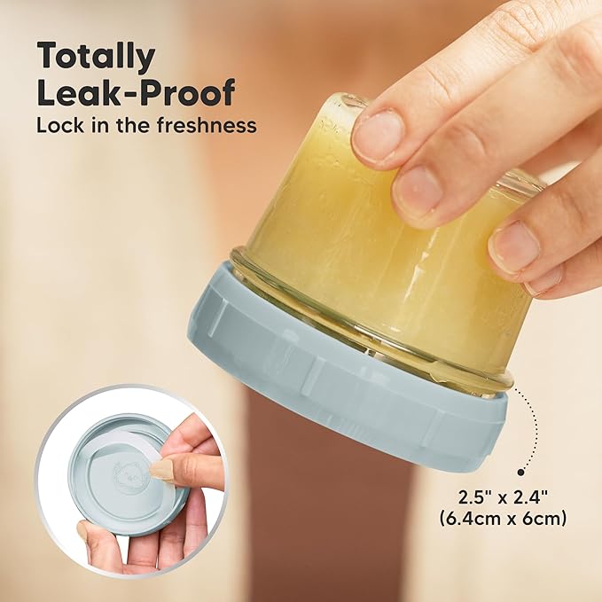 KeaBabies 12pk 4oz Glass Baby Food Containers with Lids - Leak-Proof, Microwavable Small Glass Jars, Baby Purees & Toddler Snack Storage Containers, BPA-Free, Dishwasher & Freezer Safe (Slate)-BubblyBeeBaby