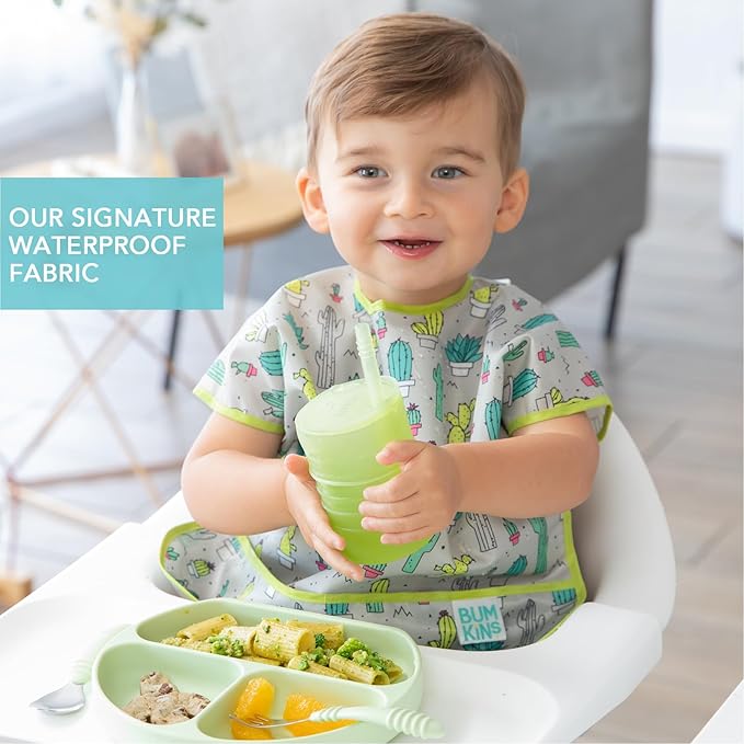 Bumkins Bibs - Toddler Bibs, Waterproof, Large for 1-3 Years, Short Sleeve-BubblyBeeBaby
