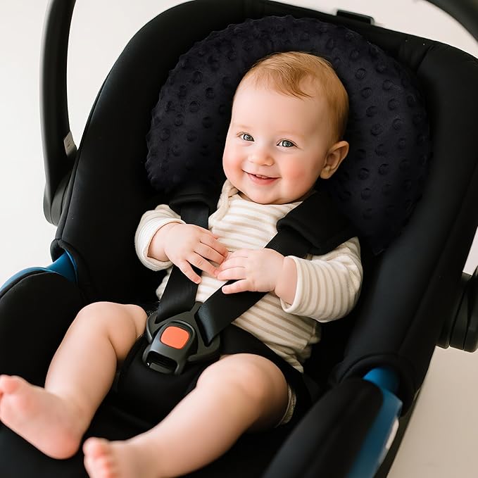 Pro Goleem Infant Car Seat Insert, Babybody Support for Toddler, Soft Minky Preemie Car Seat Insert, 2-in-1 Reversible, Perfect for Carseats, Strollers, Swings, Black-BubblyBeeBaby