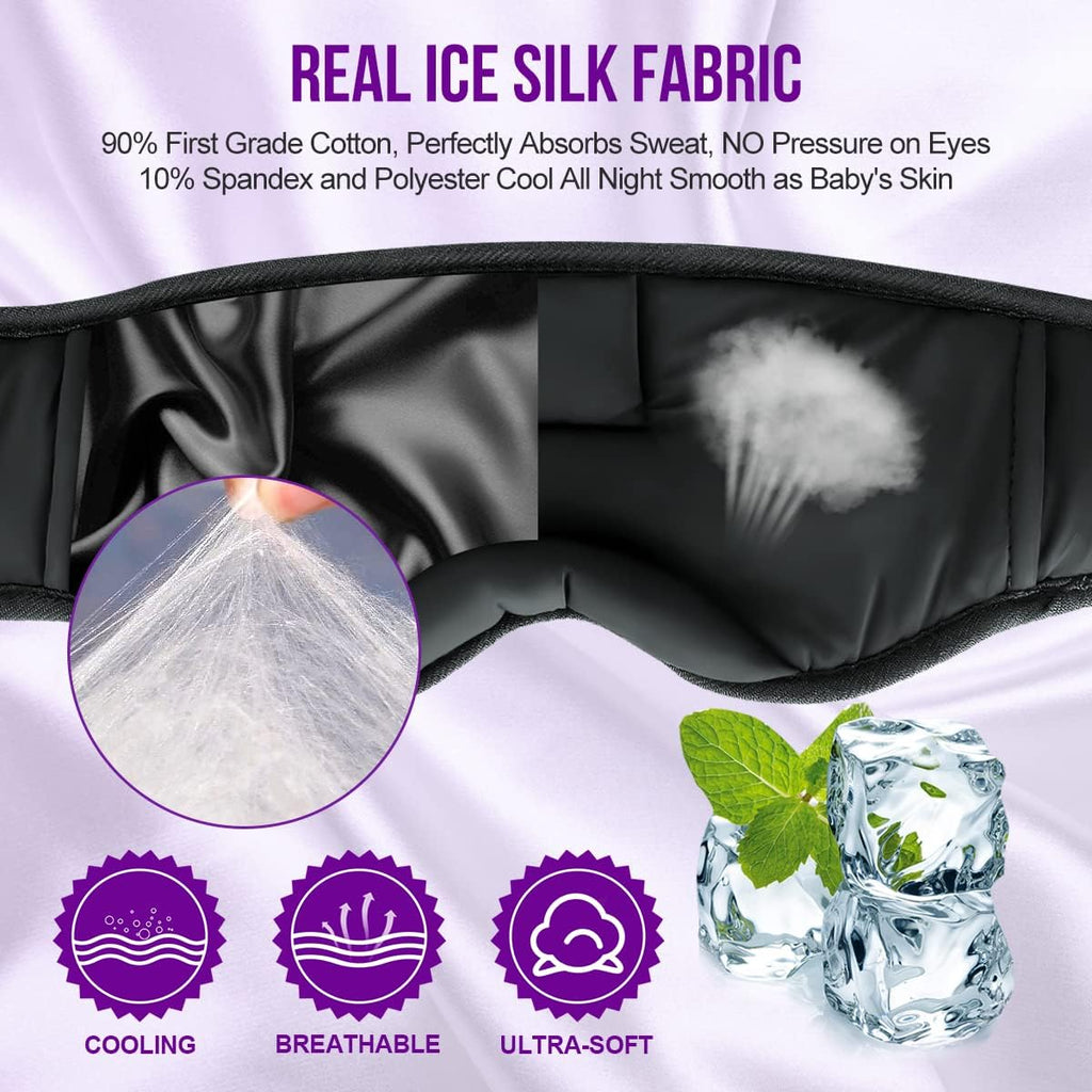 MUSICOZY Sleep Mask with Bluetooth Headphones, Sleeping Headphones Bluetooth Headband Eye Mask, Wireless Music Earbuds Earphones with HD Ultra-Thin Stereo Speakers for Side Sleepers