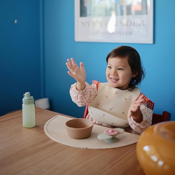 mushie Silicone Baby Bib | Adjustable Fit Waterproof Bibs (Kites)-BubblyBeeBaby