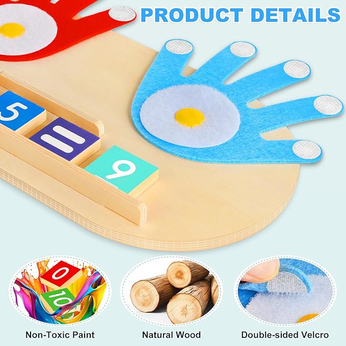 2 in 1 Wooden Montessori Toys for Kids - Number Counting Blocks & ABC Game Toys for 3-5, Preschool Educational Learning Toys for Toddlers 4-6, Birthday Christmas Stocking Stuffers Gifts for Boys Girls-BubblyBeeBaby