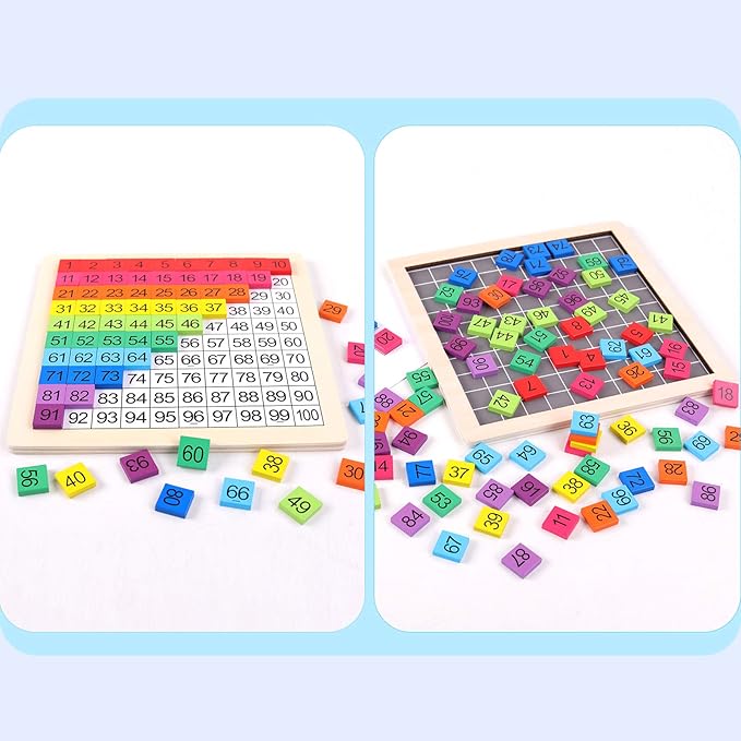 Wooden Montessori Math Counting Hundred Board Toys, 1-100 Consecutive Numbers Learning & Educational Game Toy for Kids Toddlers 3 Year Old with Storage Bag-BubblyBeeBaby