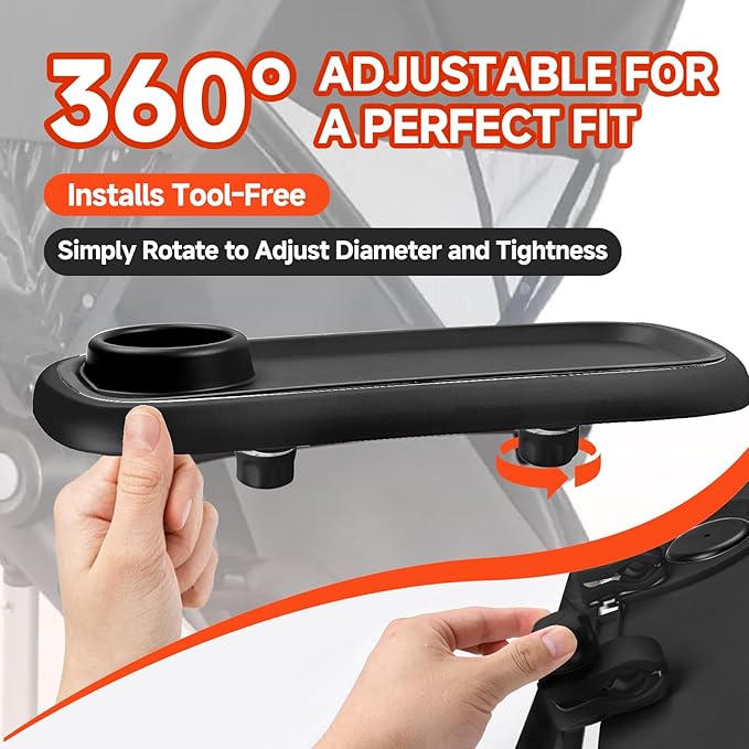 Snack Tray Compatible with Nuna Strollers, Stroller Tray Attachment Fits for Nuna, Stroller Trays with Cup Holder, Strollers Cup Holder, Easy to Install, Ideal for Strollers Accessories-BubblyBeeBaby