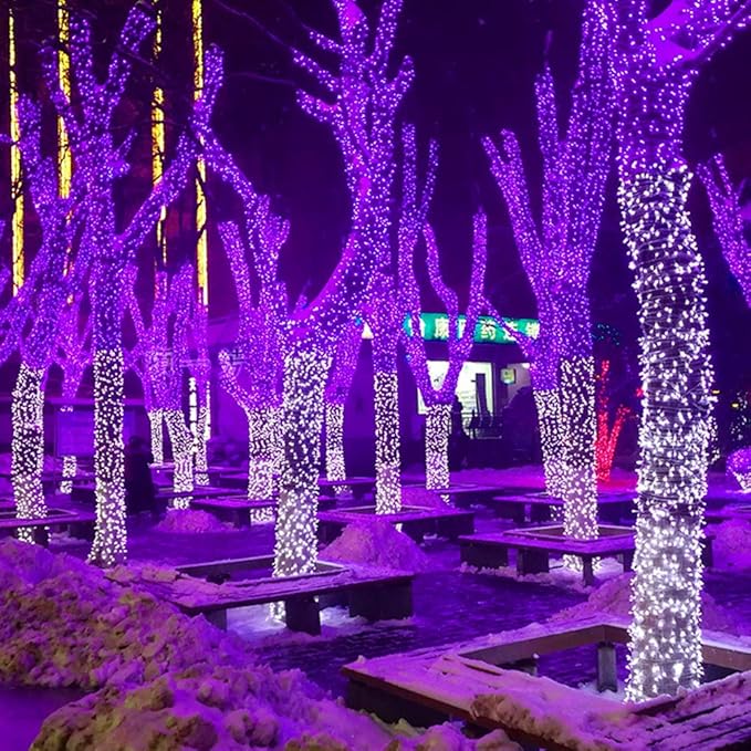 HOME LIGHTING 66ft Halloween Decorative Mini Lights, 200 LED Green Wire Fairy Starry String Lights Plug in, 8 Lighting Modes, for Indoor Outdoor Xmas Tree Wedding Party Decoration (Purple)-BubblyBeeBaby