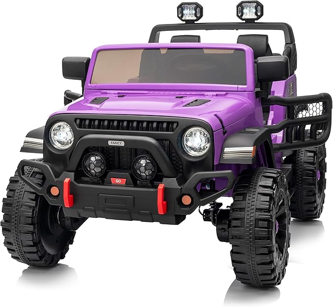 2 Seater Ride on Toy Car for Kids, 24V 4x4 Ride-on Truck Kids Electric Car w/Remote Control, 4x200W Motors - Purple-BubblyBeeBaby