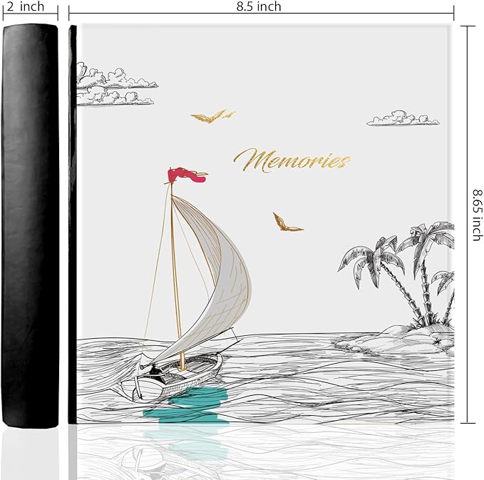 Holoary Photo Album 4x6 200 Photos Two Pictures Per Page, Memo Writing Area for Each Pocket, 200 Pockets 4”x6”, Printed Book Cover Travel Design Natural Beach Vacation Honeymoon Memories-BubblyBeeBaby