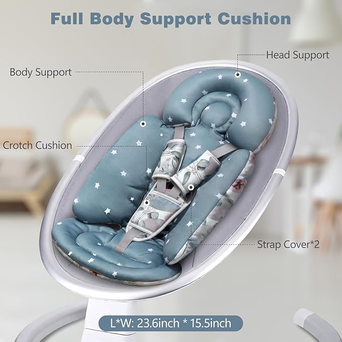 Upgraded Infant Car Seat Insert, 2-in-1 Reversible Baby Car Seat Head Support with 3 Strap Covers, All Seasons Newborn Car Seat Insert and Baby Carseat Cushion for Stroller, Swing, Rocker, Bassinets-BubblyBeeBaby