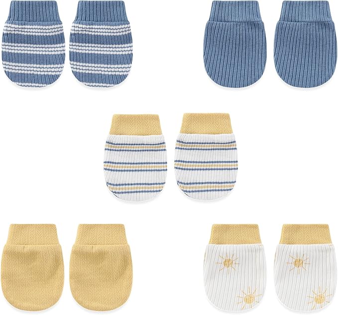 5 Pairs Baby Not Scratch Mittens 0-6 Months New Born Boy Girl Gloves Cute Infant Accessories-BubblyBeeBaby