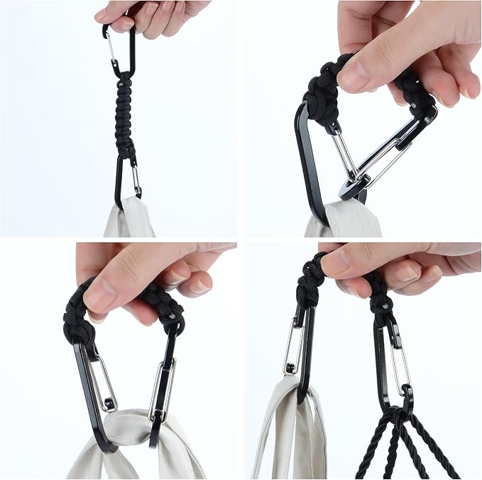 BRAVESHINE Paracord Keychain Carabiner Clip, D Ring Lanyard Hanger Stroller Hook for Water Bottle, Key, Backpacks, Men, Women-BubblyBeeBaby