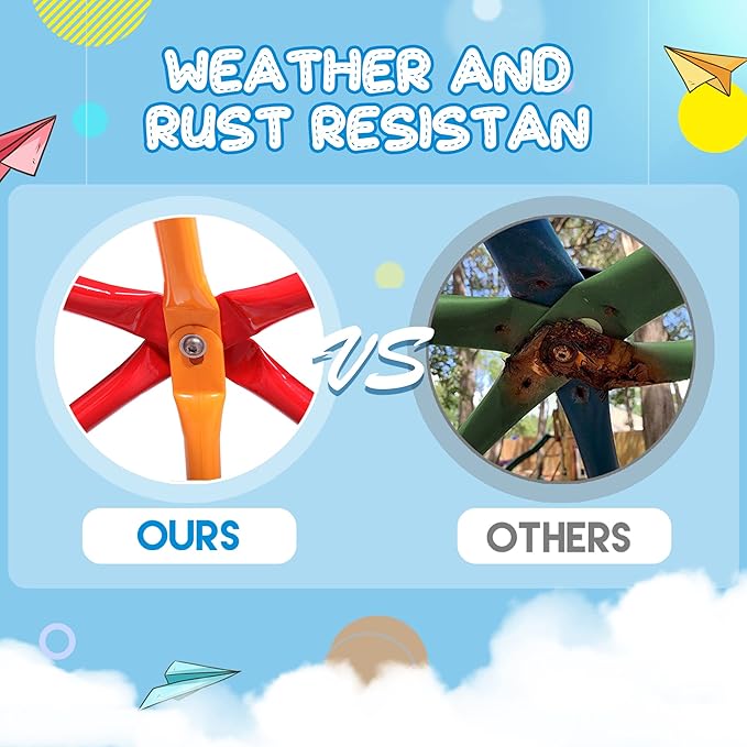 JAXPETY Climbing Dome, 7FT Outdoor Jungle Gym for Kids Ages 4-8, Toddler Monkey Bars for Backyard, Doorway Playground Climbing Structures for Toddler Climbing, Montessori Climbing Set for Dome Climber-BubblyBeeBaby