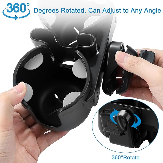Accmor Stroller Cup Holder with Phone Holder, Universal Cup Holder for Uppababy Nuna Doona Strollers, 2-in-1 Bottle Phone Holder for Bike, Wheelchair, Walker, Scooter-BubblyBeeBaby