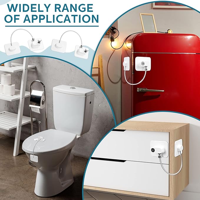 12 Pack Refrigerator Lock with 12 Keys Fridge Locks Combination Adhesive Child Safety Cabinet Freezer Door Lock Adult File Drawer Kitchen Appliance Furniture Closet(White)-BubblyBeeBaby