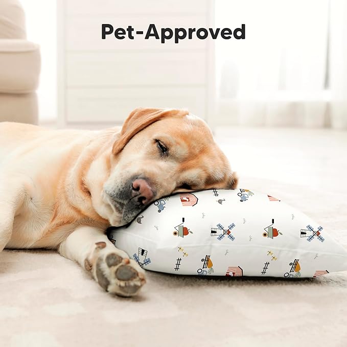 KeaBabies Toddler Pillow with Pillowcase, Jumbo 14X20 - Soft Organic Cotton Toddler Pillows for Sleeping - Machine Washable - Perfect for Travel, Toddler Bed Set (Grasslands)-BubblyBeeBaby