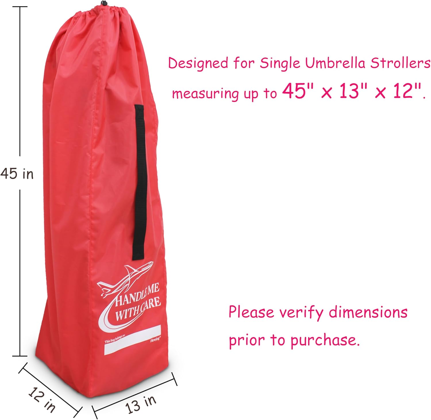 Stroller Travel Bag for Airplane, for Single Umbrella Strollers, Red