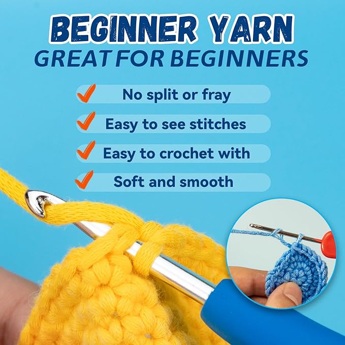 HEJIN Crochet Kit for Beginners, Beginner Crochet Kit for Adults Kids, Octopus Crochet Animal Kit Include Videos Tutorials, Yarn, Eyes, Stuffing, Crochet Hook- Boys and Girls Birthdays Gift-BubblyBeeBaby
