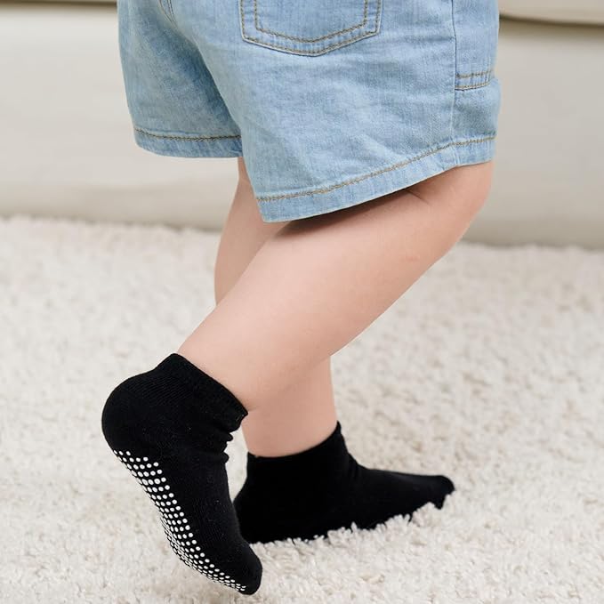 Zaples Baby Non Slip Grip Ankle Socks with Non Skid Soles for Infants Toddlers Kids Boys Girls-BubblyBeeBaby