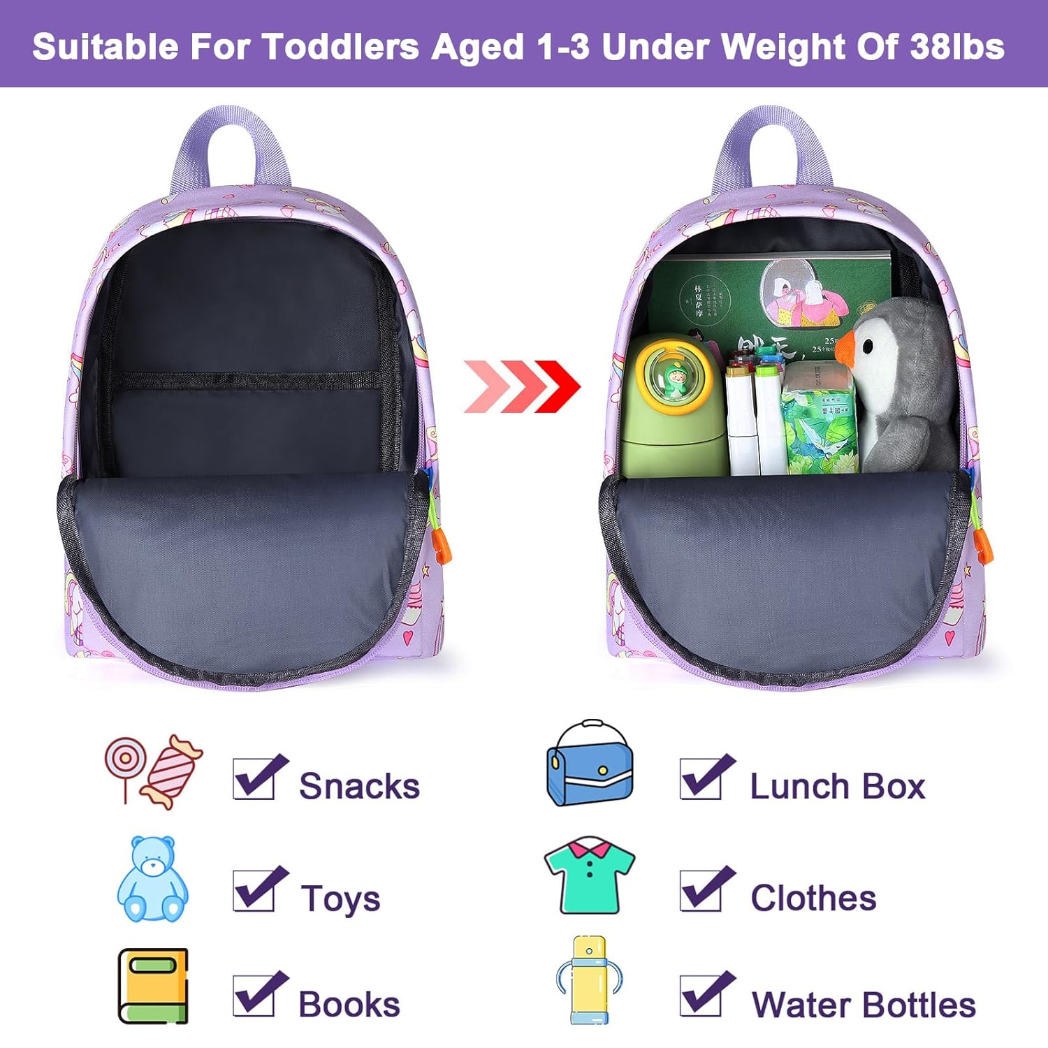 Accmor Toddler Harness Backpack Leash, Mini Unicorn Backpacks with Anti Lost Wrist Link, Cute Child Backpack Walking Leashes Keep Kids Close Rope Tether Rein for Baby Girls to Outdoor Travel