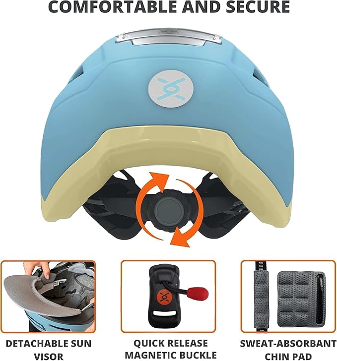 Kid Bike Helmets for Boys and Girls | Fit Head 51-54cm Circumference | CPSC & NTA-8776 Dual Certified | Multi-Sport Helmets with LED Lights, Magnetic Buckle, Detachable Visor-BubblyBeeBaby