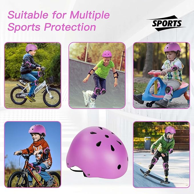 Kids Bike Helmet Set Adjustable Helmet for Ages 3-15 Kids Toddler Boys Girls Youth, Multi-Sport Bicycle Skateboarding Football Rollerskating Scooter Rollerblade Balance Bike Helmets-BubblyBeeBaby