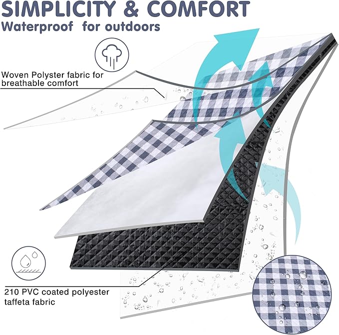 HX&OD Outdoor Picnic Blanket, Extra Large, 80''x80'' Waterproof Foldable Blankets Gingham Picnic Mat for Beach, Camping Grass Lawn Park Accessories Cute Couple Ideas Wedding (Gray, 80”x80”)-BubblyBeeBaby