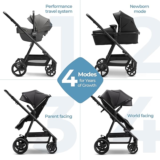 Mompush Baby Stroller, Convertible 2-in-1 with Bassinet Option, Infant Car Seat Compatible, Includes Adapter - Sturdy Full-Size Infant Stroller for Family Adventures-BubblyBeeBaby