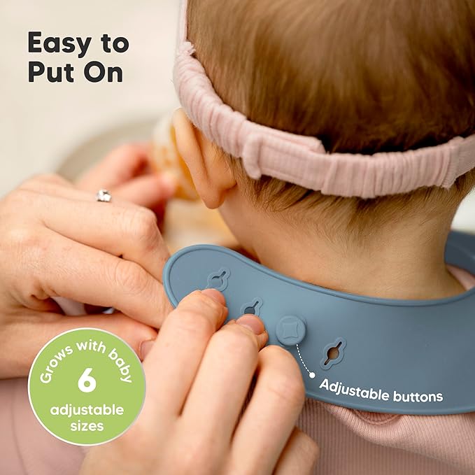 KeaBabies 2-Pack Silicone Baby Bibs for Eating - Sturdy Food-Grade Silicone Bibs for Babies Girl, Boy, Large Food Catcher, Clean & Put On Easily, Waterproof Toddler Feeding Essentials (Ocean)-BubblyBeeBaby