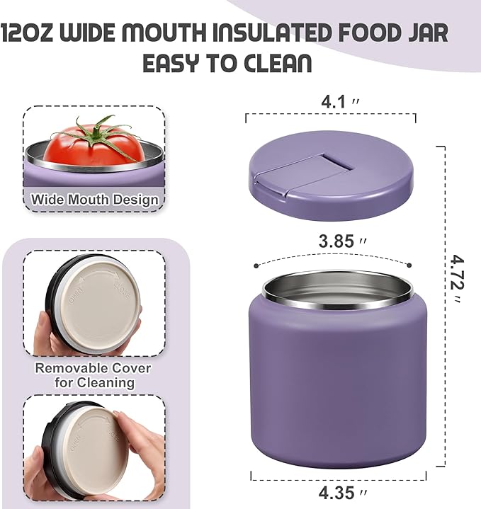 26oz Soup Thermo for Hot Food Kids with Buckle Lid Insulated Vacuum Food Jar Wide Mouth Leakproof Stainless Steel Lunch Container (Purple)-BubblyBeeBaby