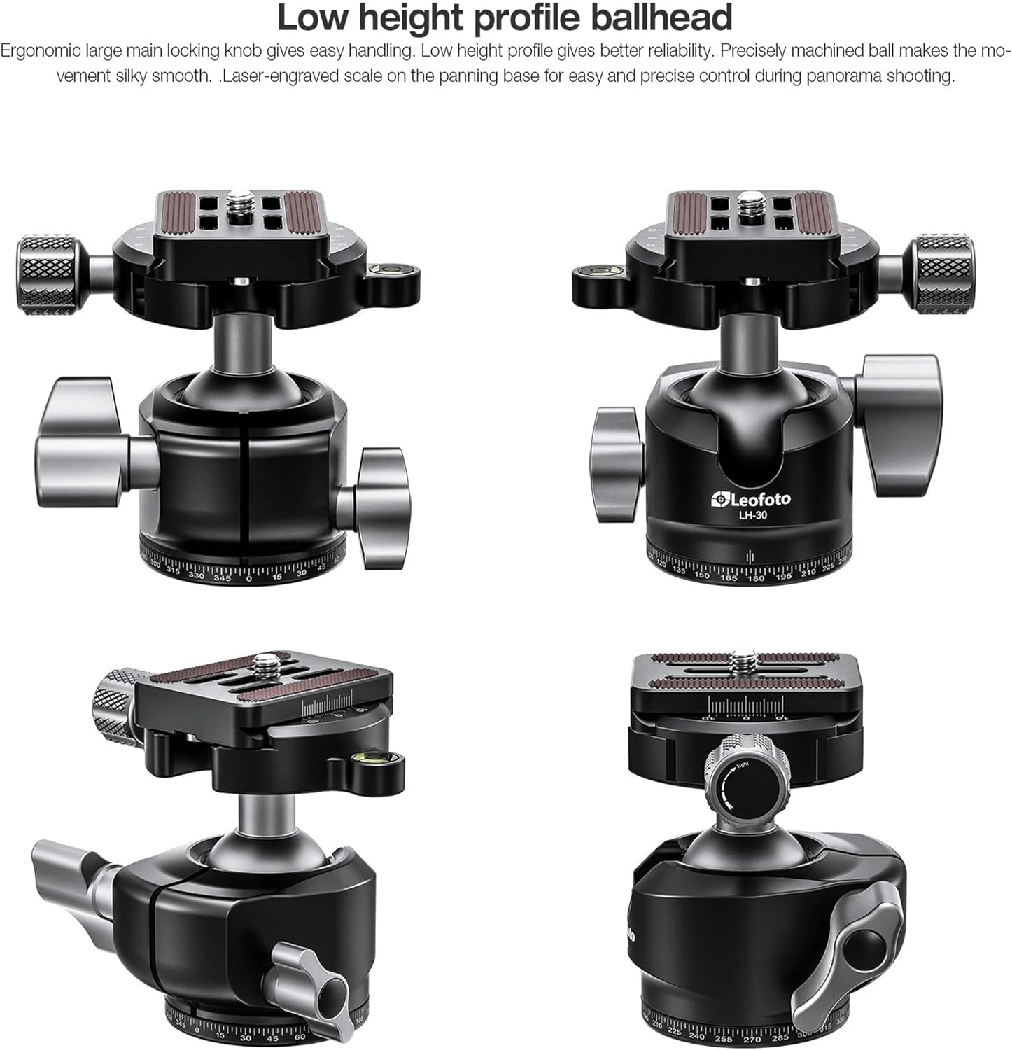 Leofoto Professional Camera Tripod, 46" Compact Carbon Fiber Tripod for DSLR Video Camcorder, 4 Leg Sections, 360° Ball Head, Max Load 8KG/18Lb (LS-254CX+LH-30)