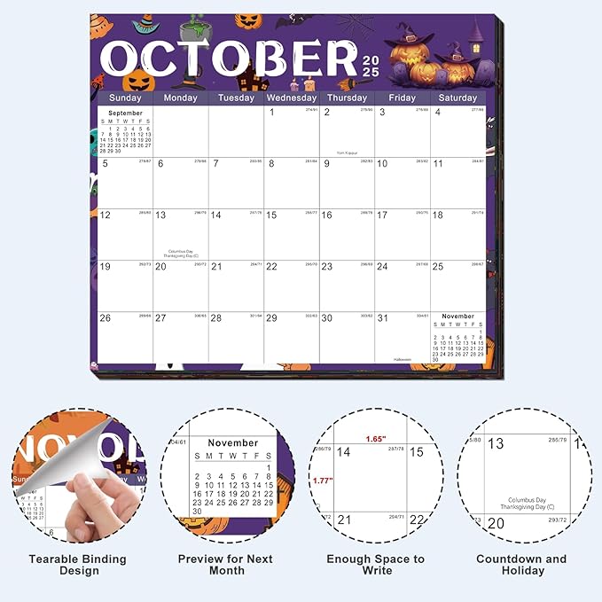 2025-2026 Magnetic Fridge Calendar 18 Monthly Magnetic Calendar for Refrigerator 2025-2026 Wall Calendar Planner Runs from July 2025 Until December 2026 Easy Organizing Markers Tearable (Festive)-BubblyBeeBaby