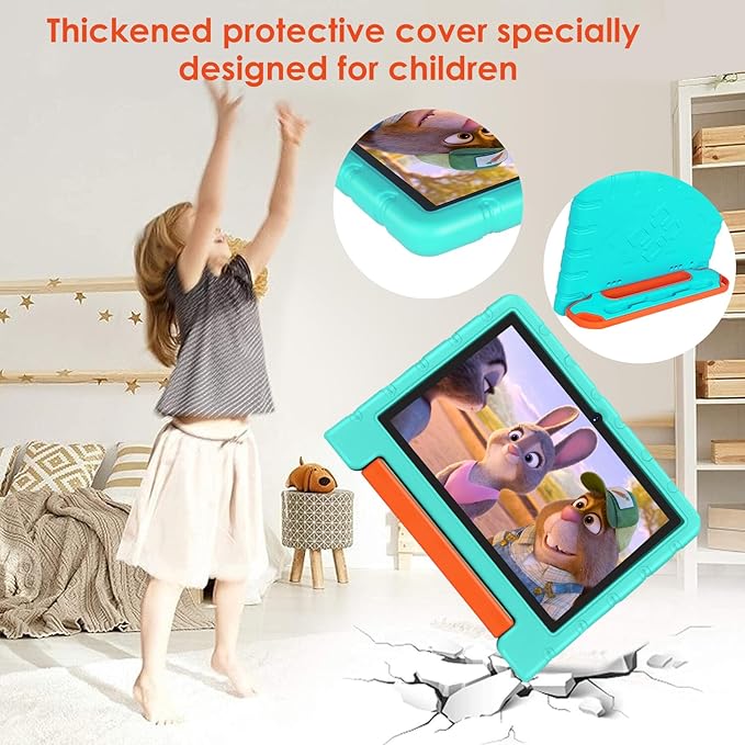 2025 Kids Tablet 10 inch Android 14 Tablets for Kid Octa-Core, 20GB+128GB (TF 1TB), Toddler Tablet with Shockproof Case, 2.4G+5G WiFi 6, Parental Control, Face Unlocked, Split Screen, BT5.0 (Green)-BubblyBeeBaby