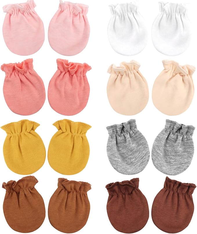 BQUBO Newborn Infant Toddler Mittens No Scratch Cotton Elastic Wrist Gloves Hypoallergenic for 0-6 Months Baby Boys Girls-BubblyBeeBaby