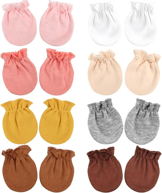 BQUBO Newborn Infant Toddler Mittens No Scratch Cotton Elastic Wrist Gloves Hypoallergenic for 0-6 Months Baby Boys Girls-BubblyBeeBaby