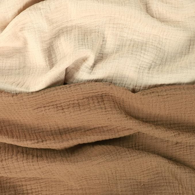 Hooyax Muslin Baby Lounger Cover 2 Pack, Soft and Breathable Newborn Lounger, Adorable Slipcover for Boys & Girls (Brown, Wheat)-BubblyBeeBaby