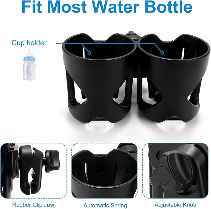 Accmor Universal Cup Holder, Stroller Cup Holder, 360° Rotatable Large Caliber Designed Bottle Holder for Stroller, Bike, Wheelchair, Walker, Scooter-BubblyBeeBaby