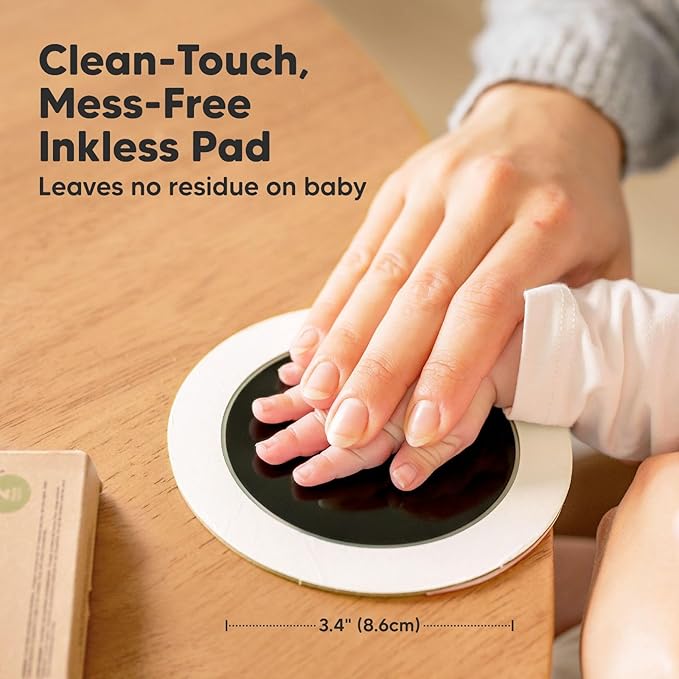 2-Pack Round Inkless Baby Hand and Footprint Kit - Mess Free Ink Pad for Newborn Keepsake, Dog Nose & Paw Print Kit, Clean Touch Ink Pad for Baby Hand & Footprints,Ideal New Mom Gifts (Jet Black)-BubblyBeeBaby