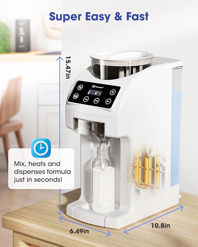 Instant Formula Maker, Fast and Customizable Formula Dispenser Machine with Accurate Temperature Control for Baby, Automatic Powder Blending for All Brands of Bottles and Formula, White-BubblyBeeBaby